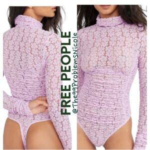 Free People Day & Night Lace Bodysuit In Orchid Ice